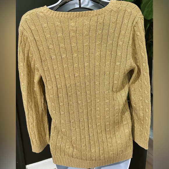 Ralph Lauren American Living Gold sparkly  V-Neck women’s size large - Picture 9 of 9